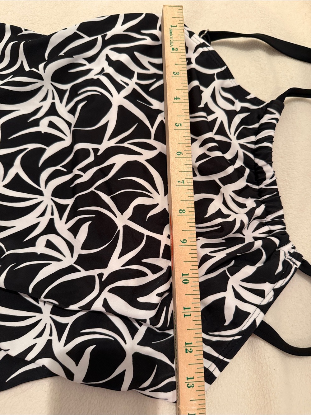 24th & Ocean Black and White One-Piece Swimsuit with Printed Overlay - Picture 7 of 9